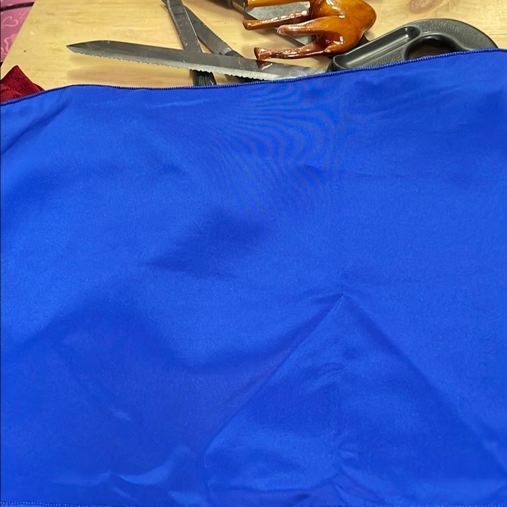 Vibrant Blue Fabric table linen.